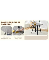 42" Round Dining Set: Gray Wood Table
