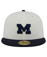 New Era Men's Cream Michigan Wolverines Chrome 59FIFTY Fitted Hat