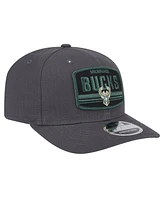 New Era Men's Graphite Milwaukee Bucks Team Elevated Patch 9SEVENTY Adjustable Hat