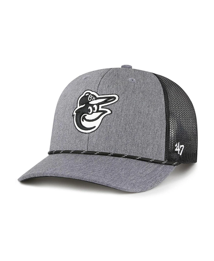 '47 Brand Men's Charcoal Baltimore Orioles Carbon Rope Trucker Adjustable Hat