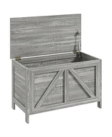 30" Farmhouse Storage Chest, Lift Top Box Organizer with Safety Hinge to Open Up 100 for Bedroom, Entryway, Living Room, Gray Wood Grain
