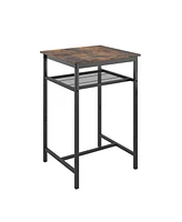 Bar table, equipped with 2 bar stools, with backrest and partition (Rustic Brown)