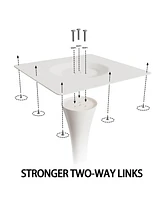 White Tulip Dining Table & Gray Pu Dining Chairs (Set of 3)