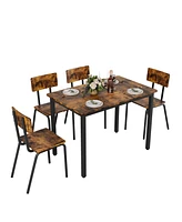 5-Piece Dining Set for 4: Kitchen Table & Chairs, Metal & Mdf, Compact