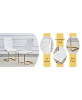 Pandora Sintered Stone Table and White Pu Chairs with Golden Legs