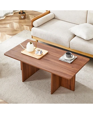 Walnut Wood Grain Coffee Table: Modern Luxury, Stable Support (44.8")