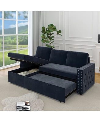 Spacious 2-Pack Sofa Bed with Storage Chaise and Comfortable Cushions