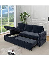 Spacious 2-Pack Sofa Bed with Storage Chaise and Comfortable Cushions