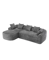 Boucle Sofa 3 Seater for Living Room Oversized Comfy Sofa L-Shape Sofa Couch with Chaise Home Furniture Sleeper Sectional Sofa for Apartment, Office L