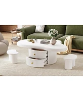 Cloud Coffee Table Set: 3 Tables, 2 Drawers, 2 Stools
