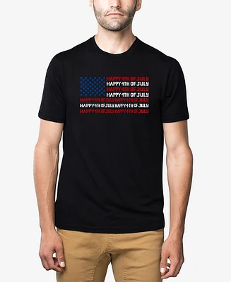 La Pop Art Men's Happy 4th of July Premium Blend Word T-Shirt