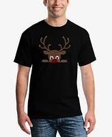 La Pop Art Men's Peeking Reindeer Word T-Shirt