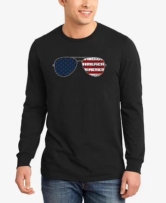 La Pop Art Men's Americana Sunglasses Word Long Sleeve T-Shirt