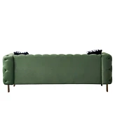 Chesterfield Modern Tufted Velvet Living Room Sofa, 84.25"W Couch, Mint Green