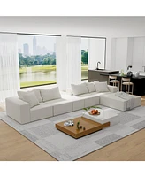 Modern Upholstered Sectional Sofa Couch Set, 132" L-Shaped