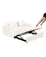 3-in-1 Modern Velvet Sofa Bed with Adjustable Back, Storage, and Pillow (Beige