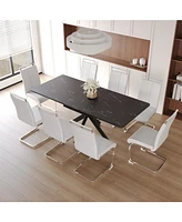 Extendable Dining Table and Armless Chair Set for 6-8 (62.4" - 78.15" Table)