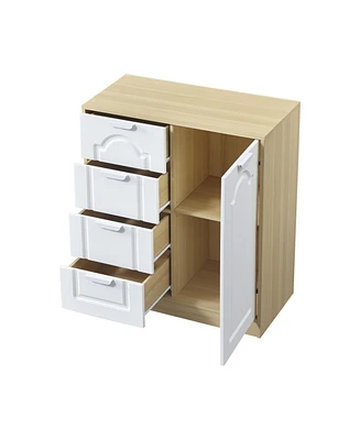 Freestanding Storage Cabinet with Adjustable Shelf and Removable Drawers