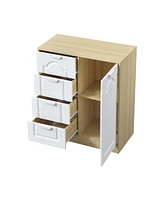 Freestanding Storage Cabinet with Adjustable Shelf and Removable Drawers
