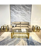 Modern 3-Piece Coffee Table Set: Stainless Steel, Clear Glass, Gold