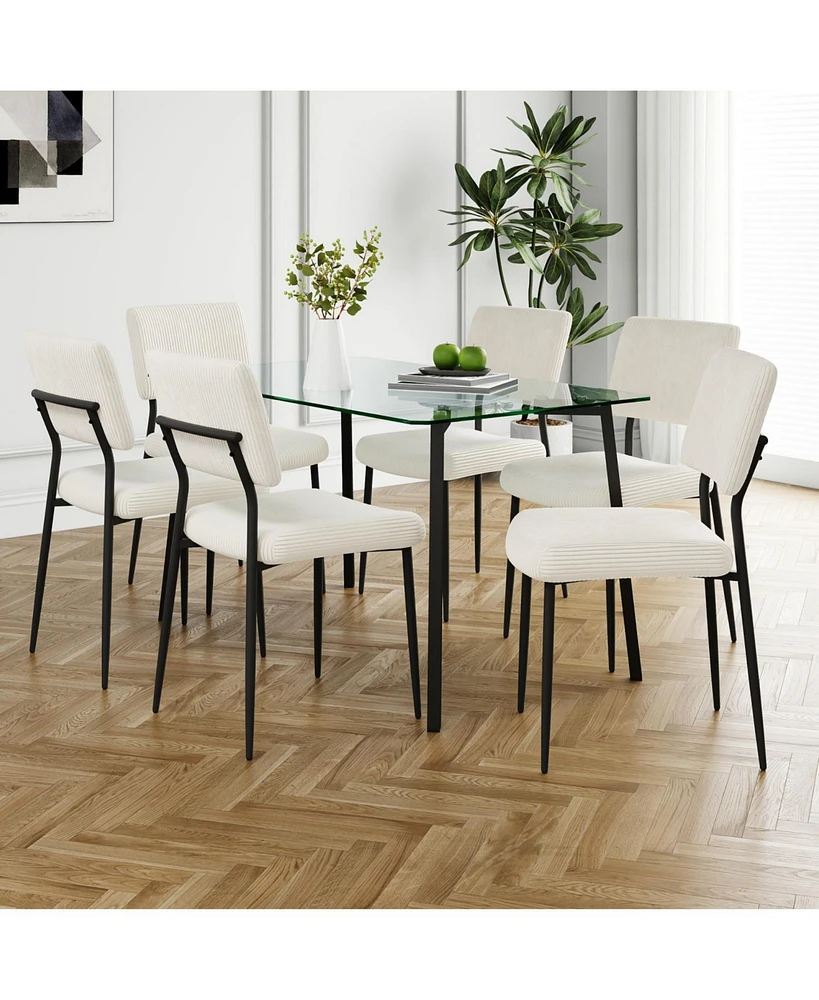 Modern Glass Dining Table with Six Chairs (Set of 7)
