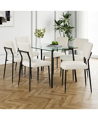 Modern Glass Dining Table with Six Chairs (Set of 7)
