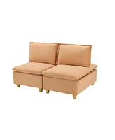 58" Pumpkin Flannel Sofa with Minimalist Row Design