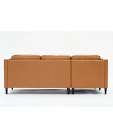94.5 inch modern style L-shaped genuine leather sofa with chaise lounge, Left Chaise, Tan