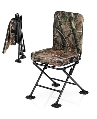 Swivel Folding Chair with Backrest and Padded Cushion