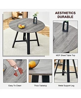 Modern 42" Round Dining Table Set with Comfortable Fabric Chairs