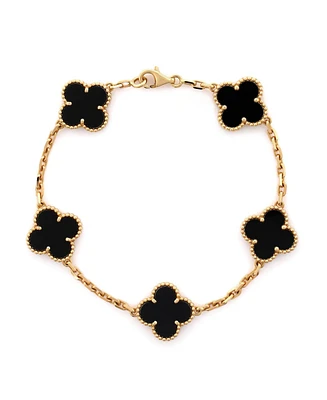 Pre-Owned Van Cleef & Arpels Vintage Alhambra 5 Motifs Bracelet 18K Gold and Onyx