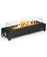 Portable Mini Fireplace with Wind Guard and Stainless Steel Burner