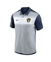 Nike Men's White/Navy Milwaukee Brewers Vapor Striped Performance Polo Shirt