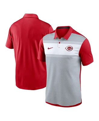 Nike Men's White/Red Cincinnati Reds Vapor Striped Performance Polo Shirt