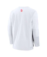 Nike Men's White San Diego Padres Authentic Collection City Connect Lightweight Player Tri-Blend Performance Long Sleeve T-Shirt