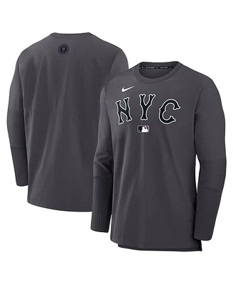 Nike Men's Anthracite New York Mets Authentic Collection City Connect Lightweight Player Tri-Blend Performance Long Sleeve T-Shirt