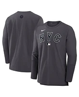 Nike Men's Anthracite New York Mets Authentic Collection City Connect Lightweight Player Tri-Blend Performance Long Sleeve T-Shirt