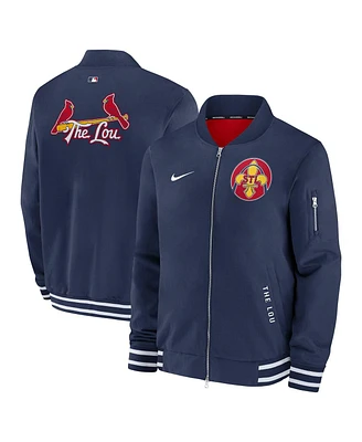 Nike Men's Navy St. Louis Cardinals Authentic Collection City Connect Full-Zip Bomber Jacket