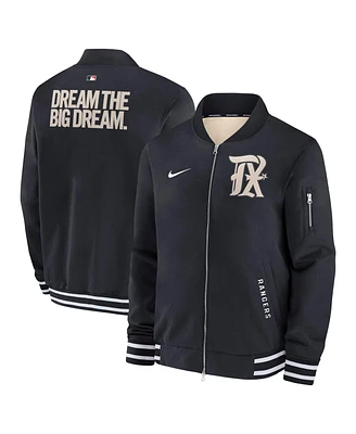 Nike Men's Black Texas Rangers Authentic Collection City Connect Full-Zip Bomber Jacket