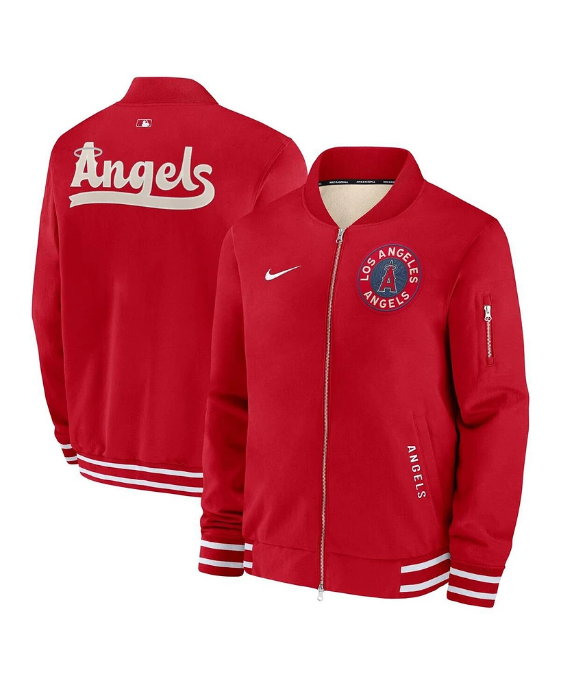 Nike Men's Red Los Angeles Angels Authentic Collection City Connect Full-Zip Bomber Jacket