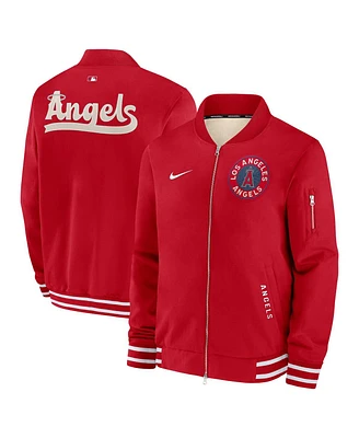 Nike Men's Red Los Angeles Angels Authentic Collection City Connect Full-Zip Bomber Jacket