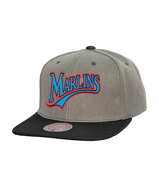 Mitchell & Ness Men's Gray Florida Marlins Cooperstown Collection Basic Flip Snapback Hat