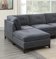 6 Piece Ash Grey Chenille Fabric Modular Sectional with 2 Ottomans