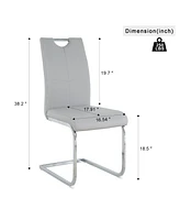 Grey Pu Dining Set: Glass Table & 4 Chairs