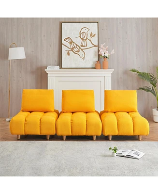 90 inches long, Teddy Sofa Fabric, with spacious and comfortable seats, for Apartment Office Living Room -Yellow