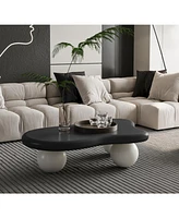40 Inch Cloud Shaped Coffee Table with 3 Ball Legs for Living Room