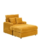Cozy Armchair & Ottoman Set: 39" Spring Upholstered Sofa with Cup Holder