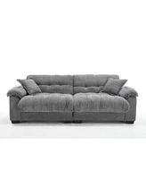 Modern sofa Chenille 3-seater sofa with two pillows for small spaces in living rooms, apartments Grey