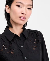 I.n.c. International Concepts Women's Eyelet Cotton Tie-Front Blouse, Exclusively at Macy's