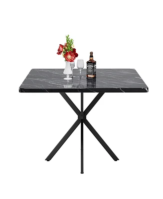Mid-Century Modern Square Dining Table for 4-6
